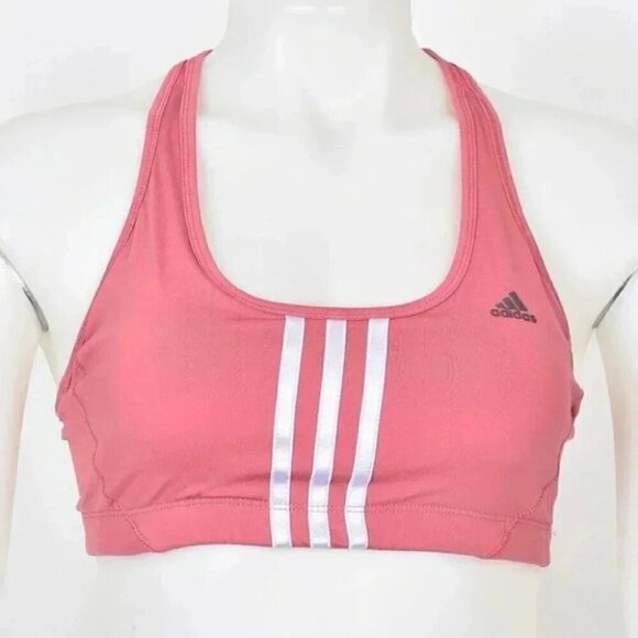 Adidas Rose Pink 3 Stripes Sports Workout Racerback Bra Small - Picture 2 of 6